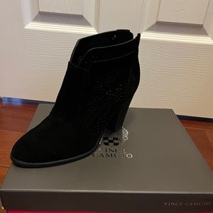 Black suede Vince Camuto ankle boot